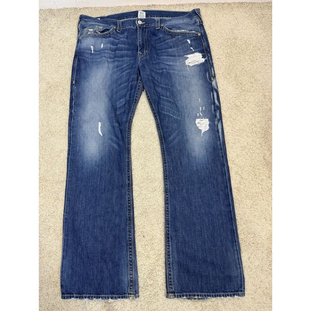 True Religion Mens Bobby Super T Jeans Thick Stitch Flap‎ Pockets Size 42 X 33